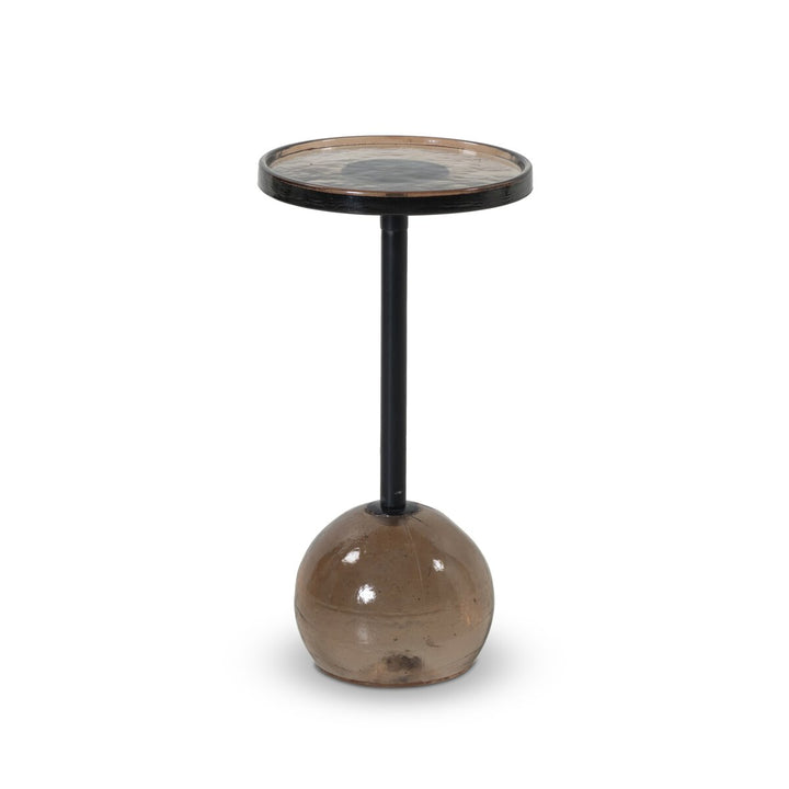 END TABLE SMOKED BROWN CAST GLASS