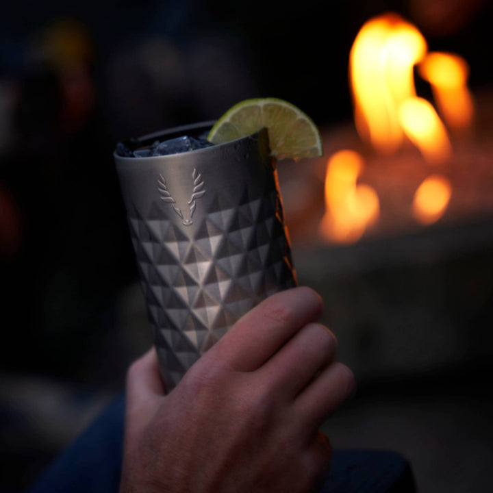 HIGHBALL TUMBLER CERAMIC COATED WITH LID PLATINUM