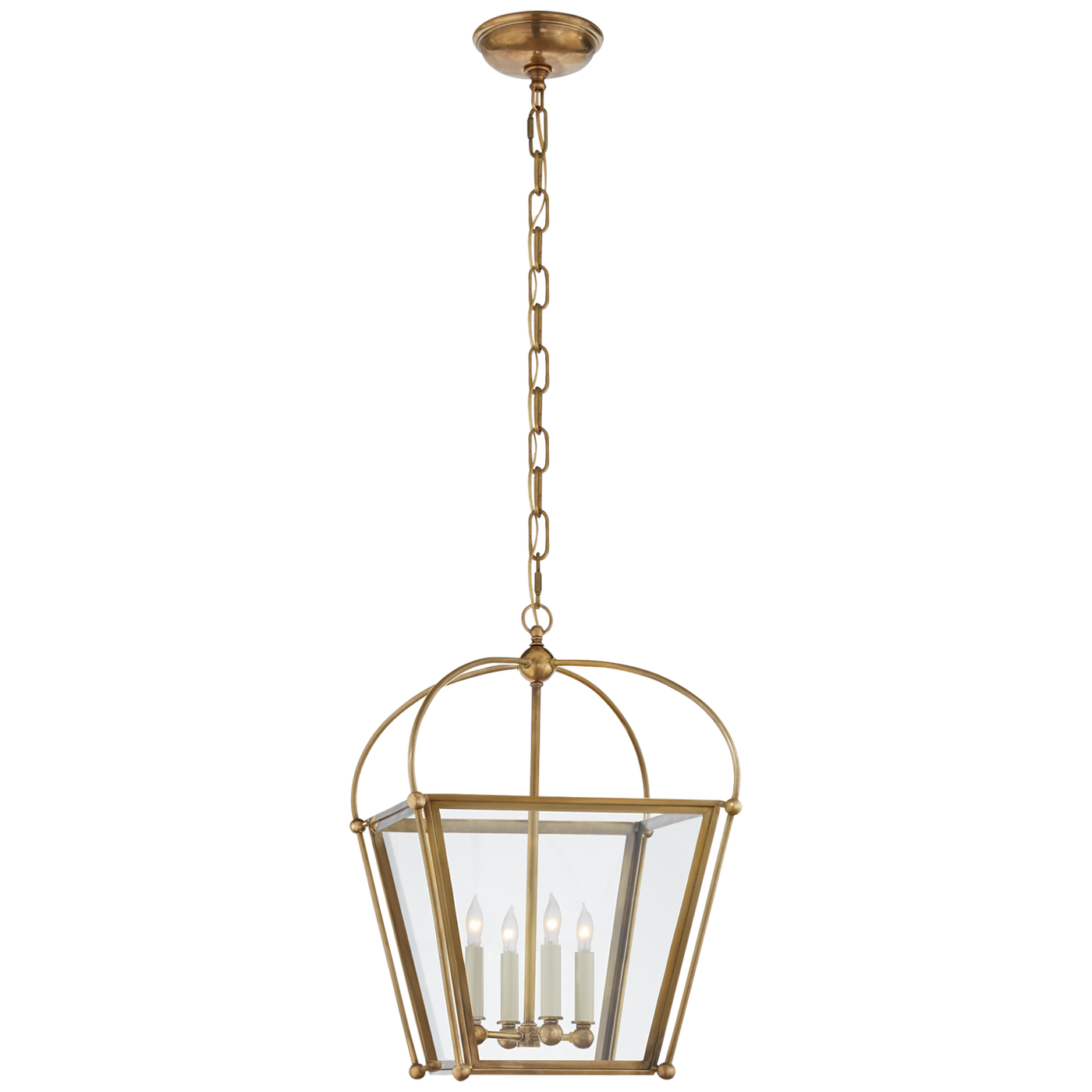 LANTERN ANTIQUE BRASS & CLEAR GLASS SMALL