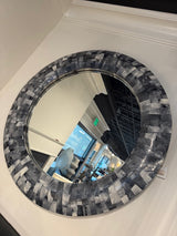 MIRROR 36"RD GREY PATCHWORK
