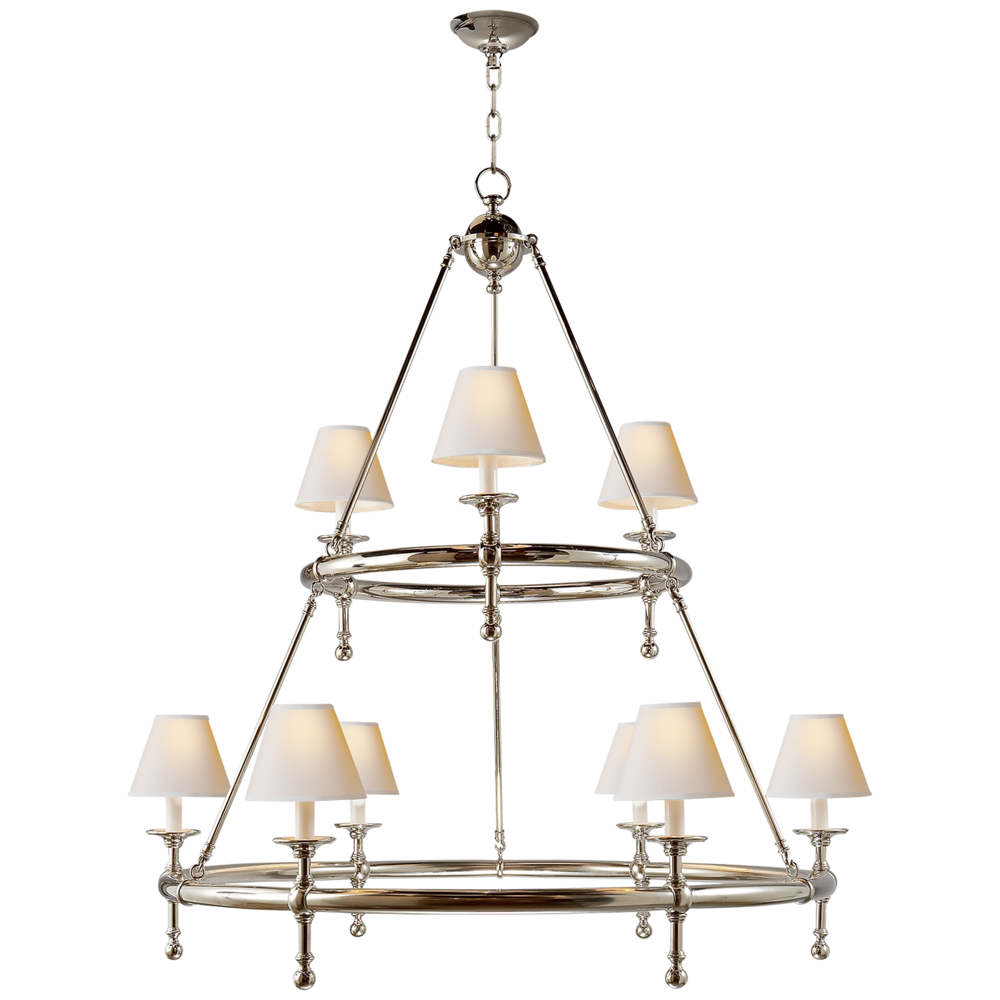 CHANDELIER 2-TIER RING POLISHED NICKEL