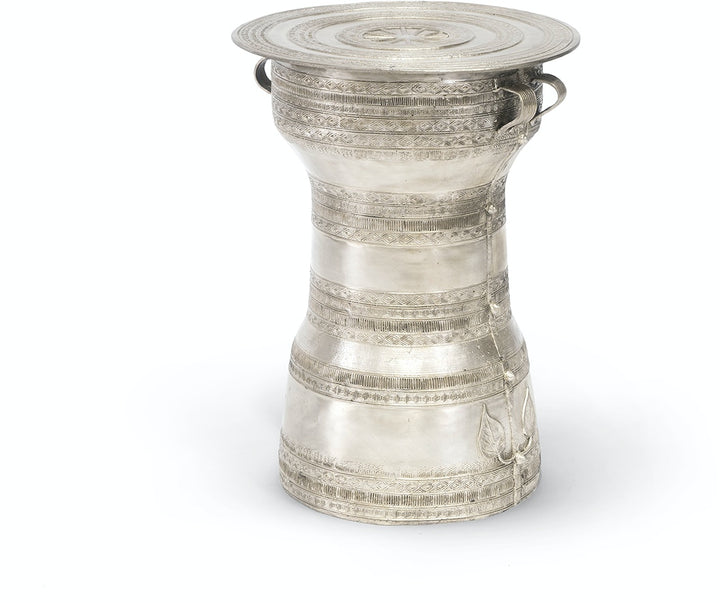 TABLE RAIN DRUM SILVER HAND-FORGED #25968