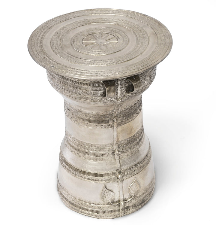TABLE RAIN DRUM SILVER HAND-FORGED #25968