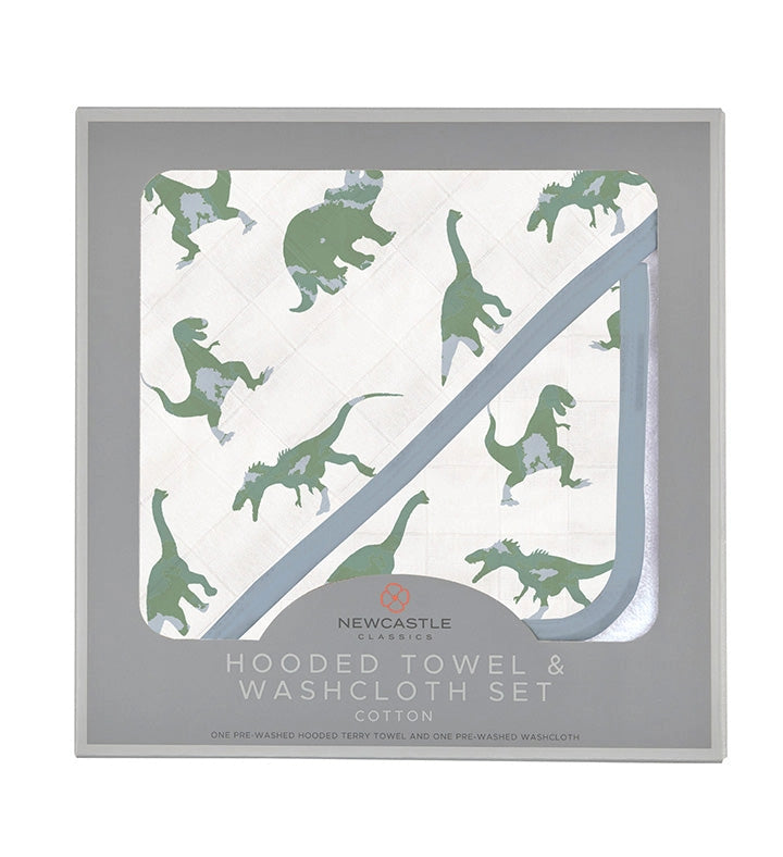 S/2 WASHCLOTH GRANITE GREEN DINOSAURS