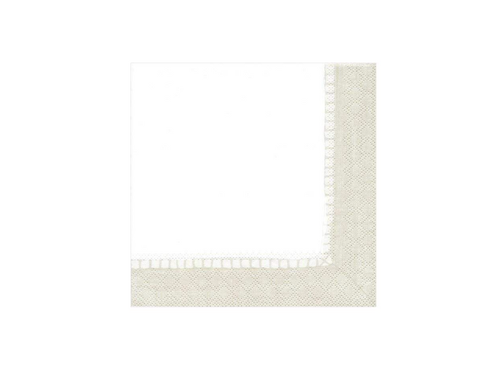 NAPKIN COCKTAIL PAPER LINEN BORDER NATURAL #27658