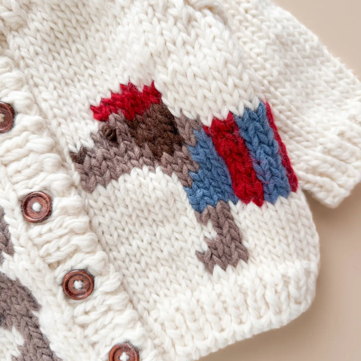 BABY CARDIGAN DACHSHUND RED/BLUE