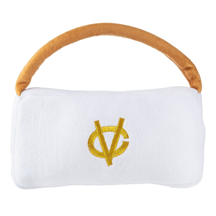 DOG TOY WHITE CHEWY VUITON PURSE