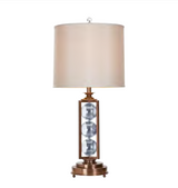 TABLE LAMP 3 CRYSTAL SPHERES ENCASED IN BRASS