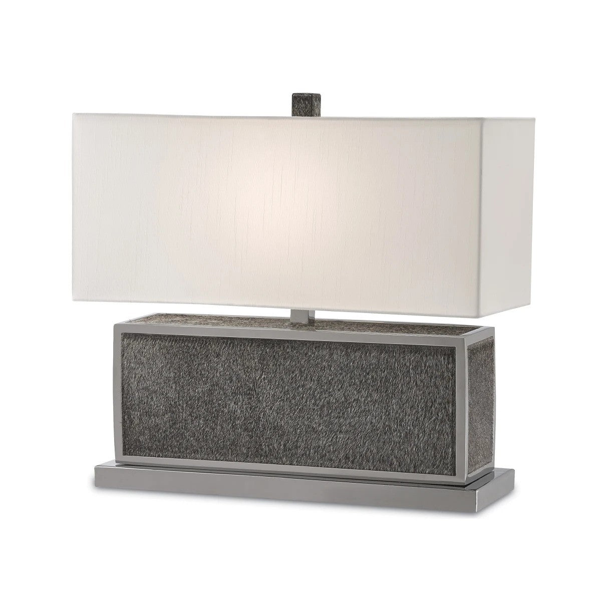 TABLE LAMP GREY HAIR ON HIDE LOW RECTANGLE