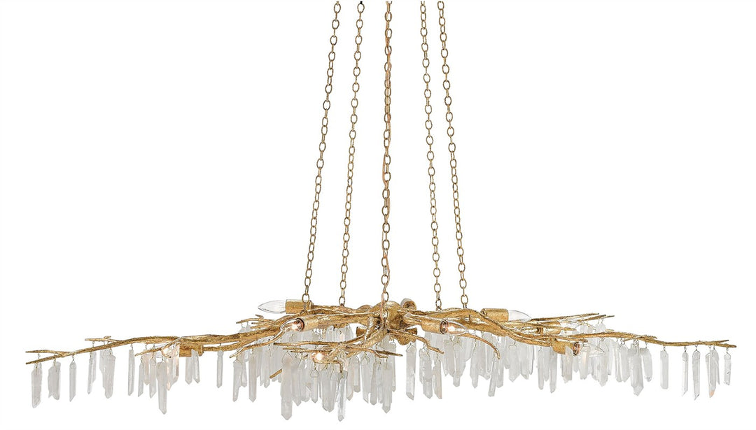 CHANDELIER WHITE QUARTZ PENDANT GOLD CHAIN #29476