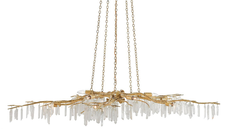 CHANDELIER WHITE QUARTZ PENDANT GOLD CHAIN #29476