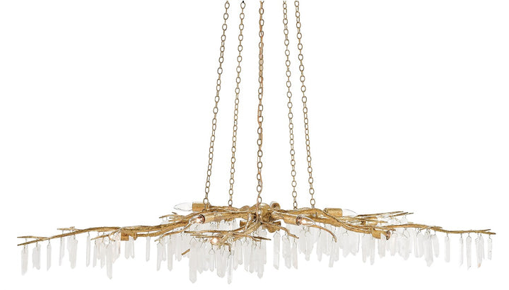 CHANDELIER WHITE QUARTZ PENDANT GOLD CHAIN #29476