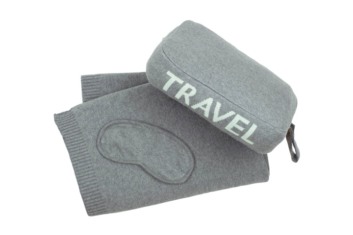 TRAVEL SET BLANKET/MASK GREY/MINT #78721