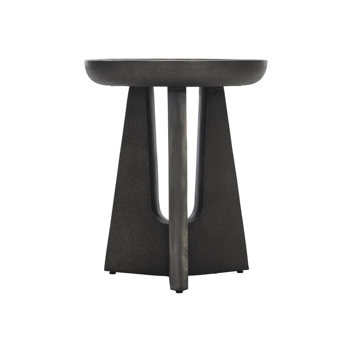 SIDE TABLE ROUND BLACK TEXTURED METAL #72402