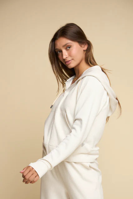 HOODIE FULL ZIP RIBBED