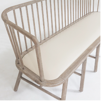 BENCH LONG MOHAIR GREY OAK WIRE