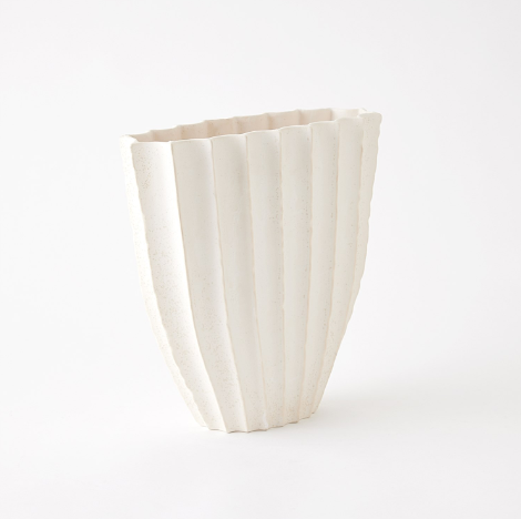 VASE WHITE RIBBED OFF WHITE (Available in 2 Sizes)