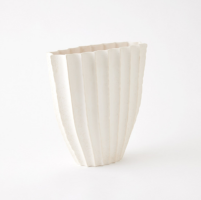 VASE WHITE RIBBED OFF WHITE (Available in 2 Sizes)