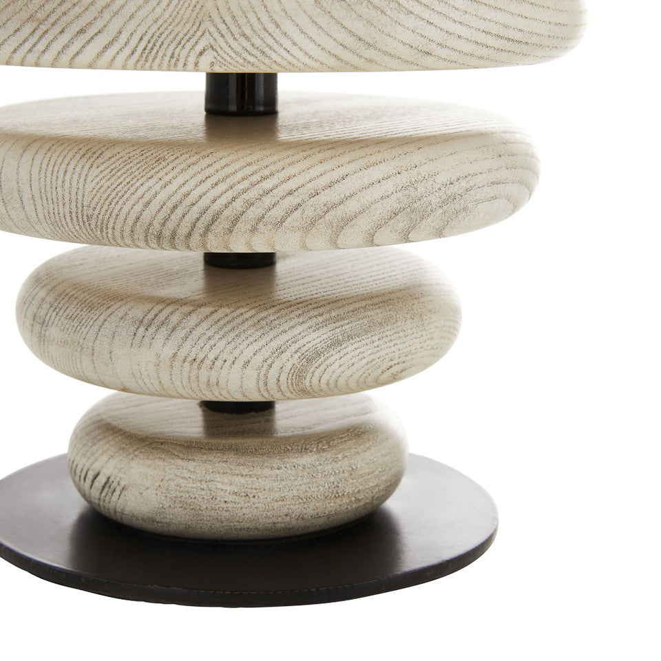 TABLE LAMP CERUSED OAK DISCS WITH IRON SPINE (NRD) #57366