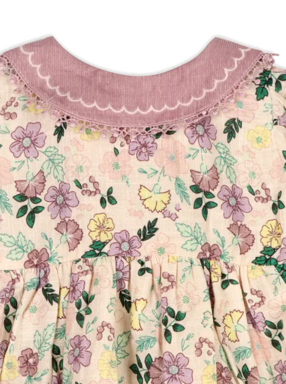 DRESS+BLOOMER FLORAL COLLAR LILAC S/2