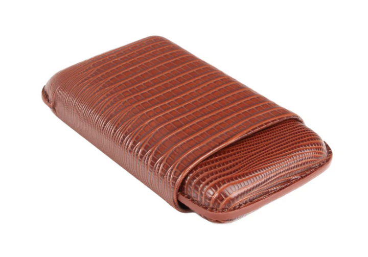 CIGAR HOLDER BROWN CROC TRIPLE