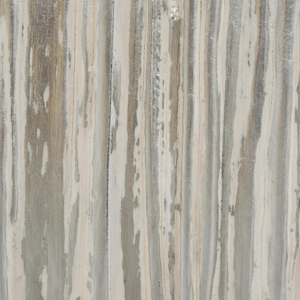 CABINET WASHED SILVER 4-DOOR CARVED #73509