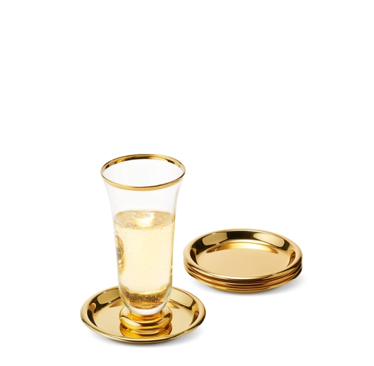 AERIN COASTERS MARZIA BRASS - SET OF 4