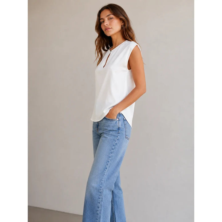 TOP SATIN CAP-SHOULDER WINA OFF WHITE