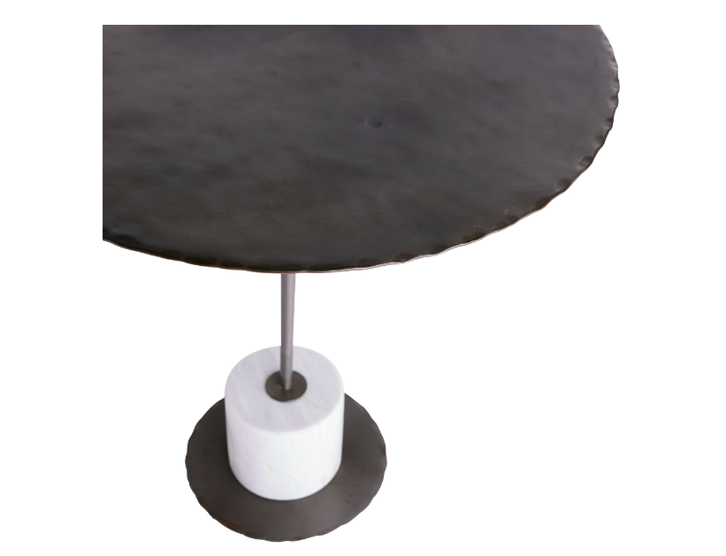 END TABLE METAL TOP WHITE MARBLE BASE (NRD) #57367