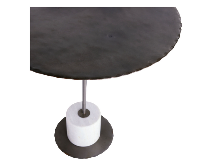 END TABLE METAL TOP WHITE MARBLE BASE (NRD) #57367