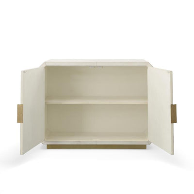 CHEST TWO DOOR OFF WHITE & GREY HAIR ON HIDE #72985