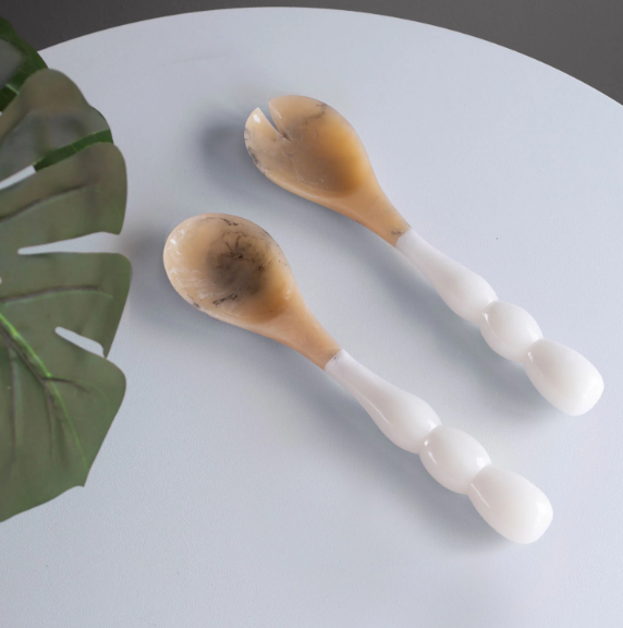 SALAD SERVERS BUBBLE WHITE