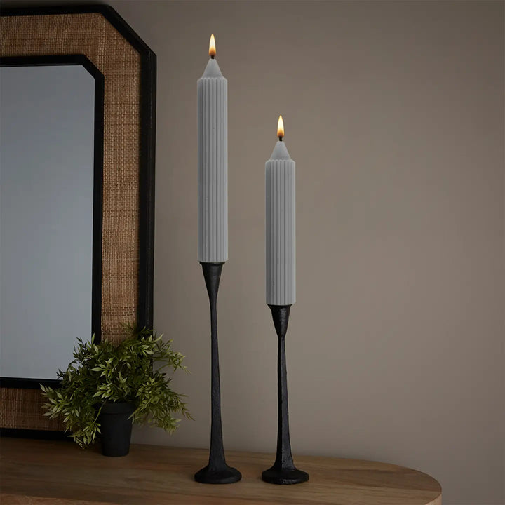 7" TAPER CANDLE RIBBED PLATINUM