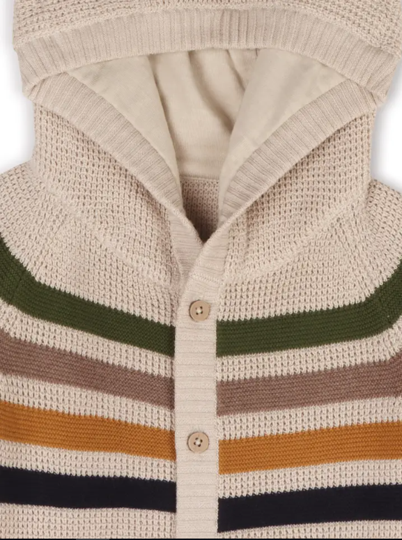 JUMPSUIT HOODED STRIPE STONE