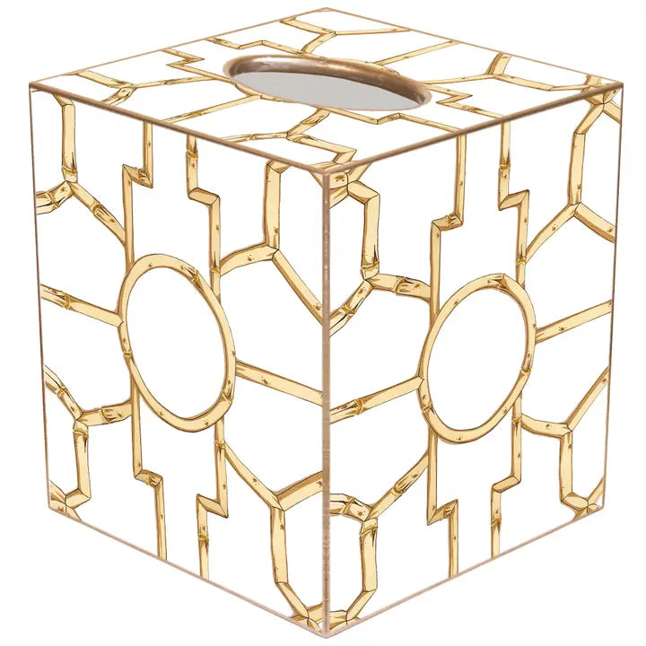 TISSUE BOX BAMBOO ON WHITE