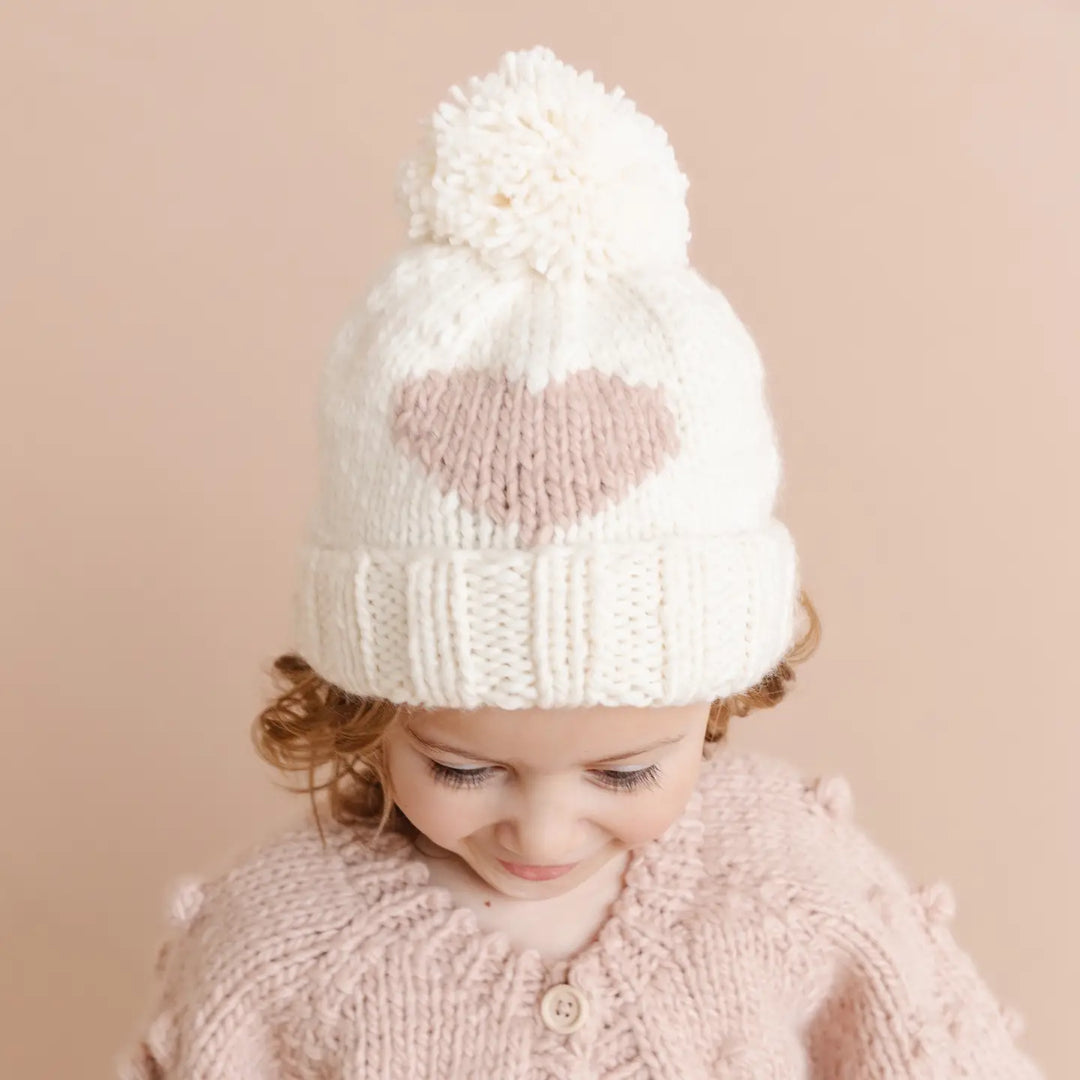 BABY HAT HEART BLUSH PINK
