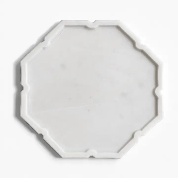 TRAY WHITE MARBLE LOTUS