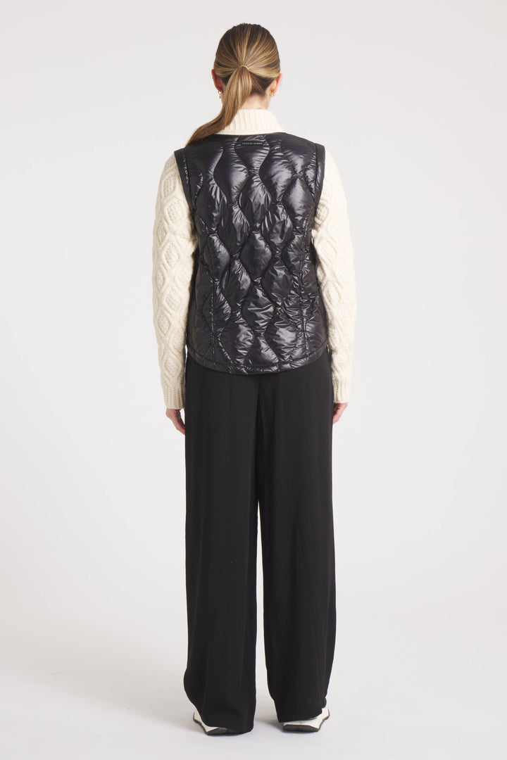 JACKET WOOL QUILTED DOWN MIDNIGHT BLACK BEIGE THE HYDE