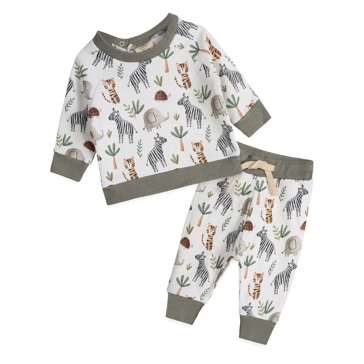 S/2 PULLOVER & PANTS SAVANNAH ANIMALS
