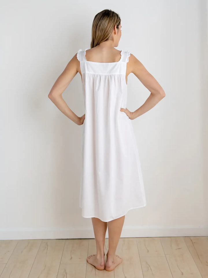 NIGHTGOWN EYELET LACE RUFFLE SLEEVE