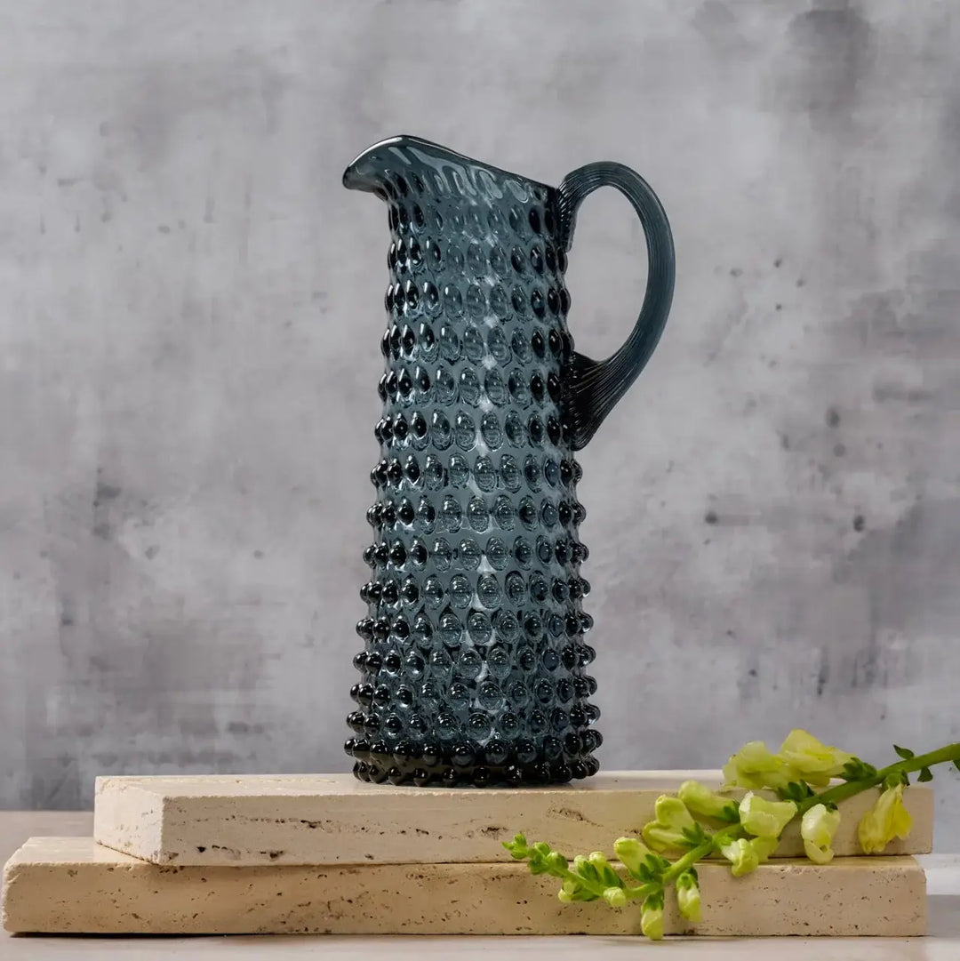 PITCHER TALL HOBNAIL CHARCOAL HAZE