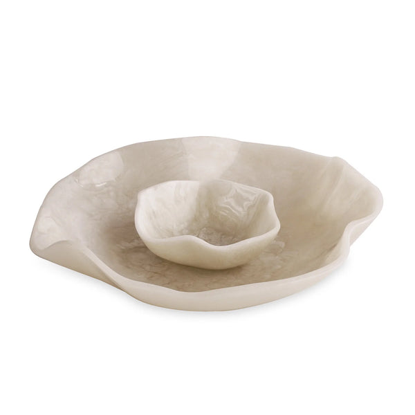 BOWL CHIP & DIP WHITE SWIRL