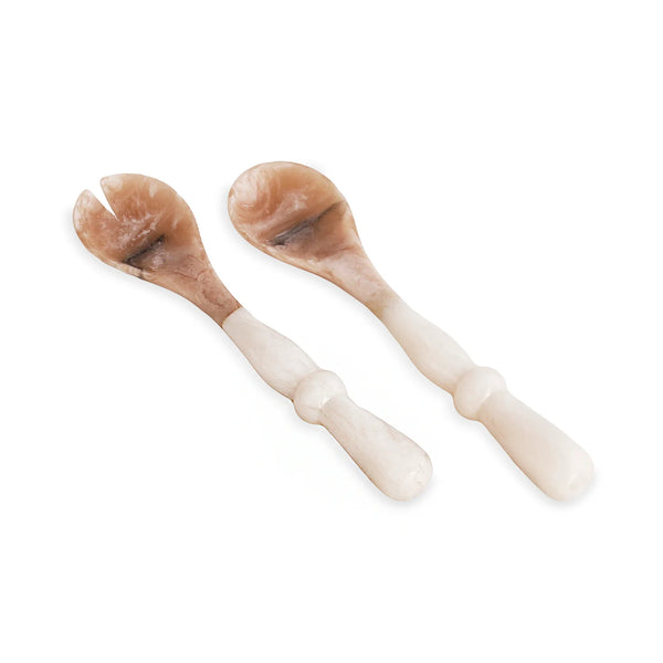 SALAD SERVERS S/2 WHITE SWIRL