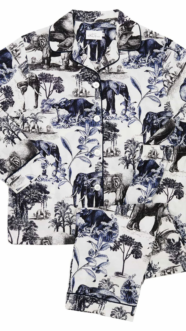 PAJAMA SET LONG WHITE SAFARI TOILE LUXE