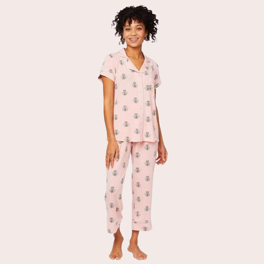 PAJAMA CAPRI SET QUEEN BEE PINK