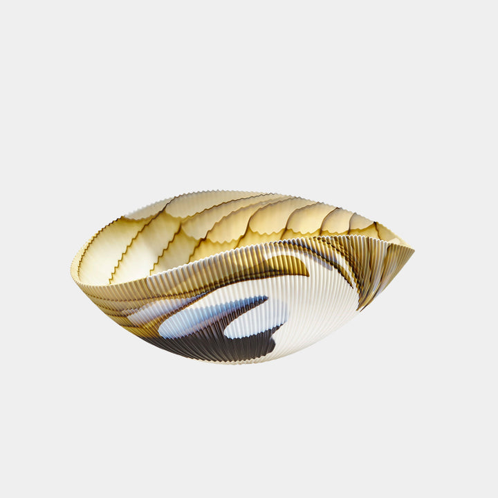 BOWL PLEATED AMBER/BLUE FILIGREE