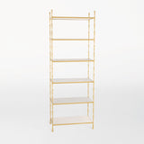 ETAGERE SPIKE ANTIQUE BRASS WHITE MARBLE SHELVES