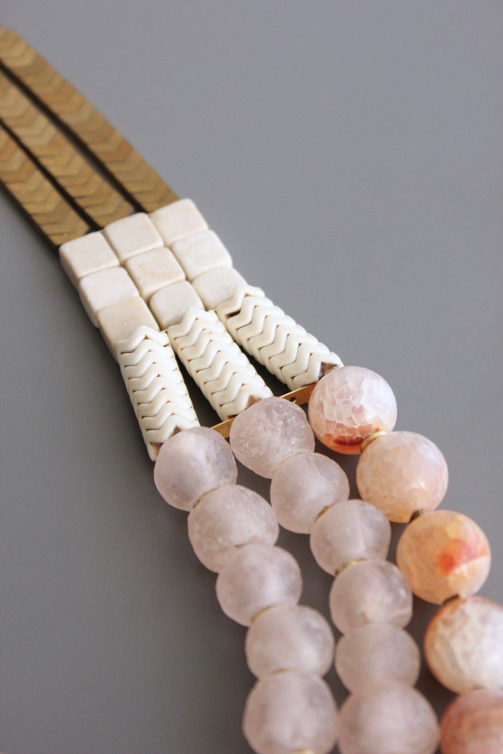 NECKLACE WITH HEMATITE MAGNESITE FIRE AGATE (DUPICATE)