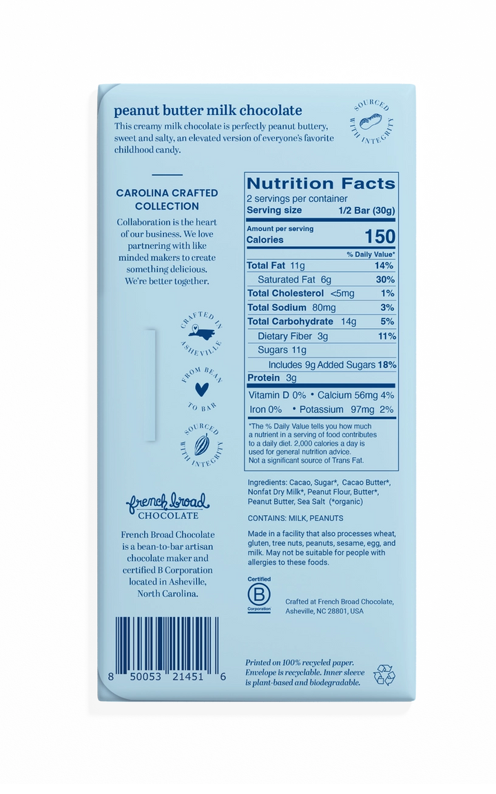 PEANUT BUTTER MILK CHOCOLATE BAR 45%