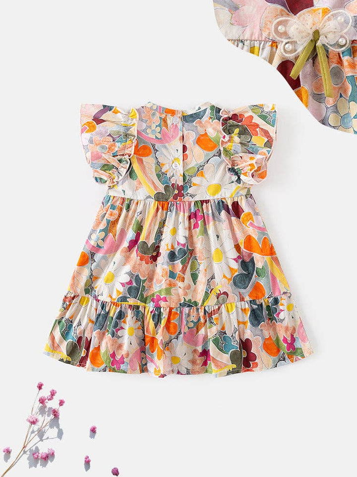 DRESS FLORAL FLY SLEEVES